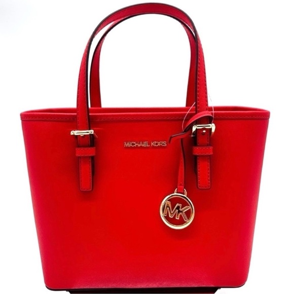 Michael Kors Jet Set Travel Extra-Small Top Zip Tote Bag Red - Picture 2 of 9